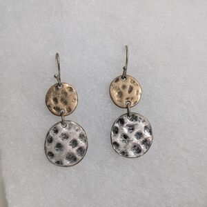 Source Unknown Textured Gold and Silver Earrings